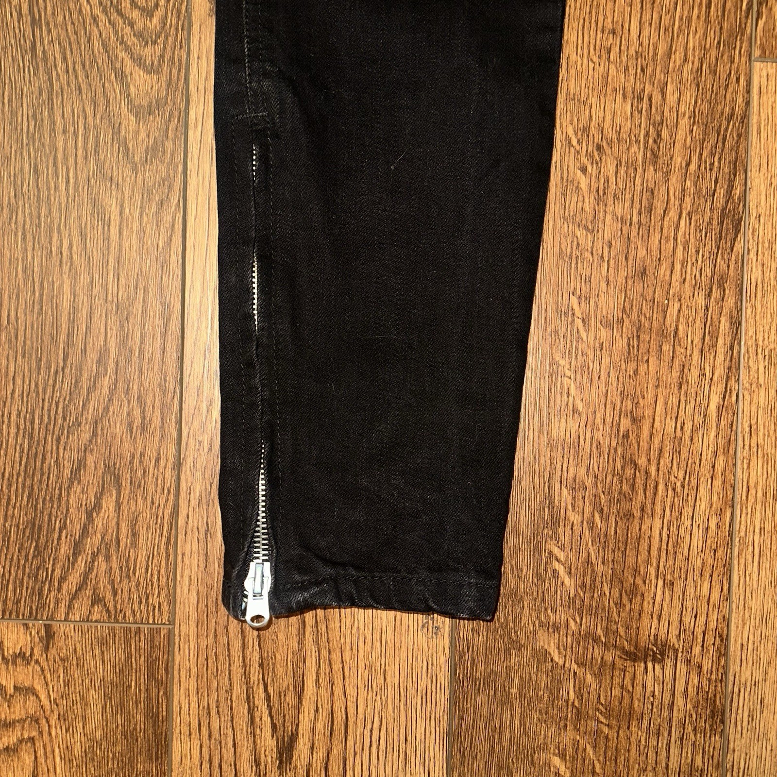 MNML- Mens 34×34 Jeans Button Fly Slim Taper Ankle Zip Distressed Knee Grunge