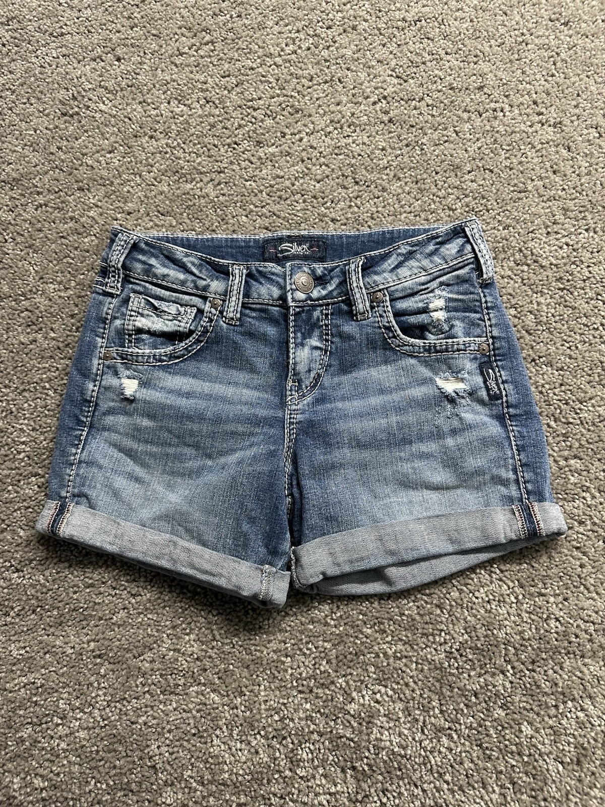 **SILVER** SAM DENIM WOMENS JEAN SHORTS sz25 Roll Up