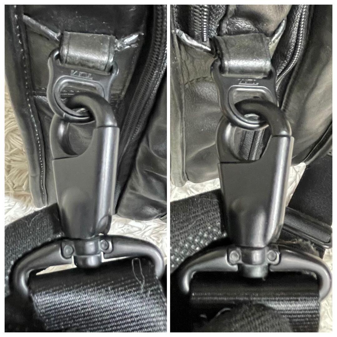TUMI 96531DH Alpha T Pass Leather Briefcase Black 2 Way Business Bag Authentic