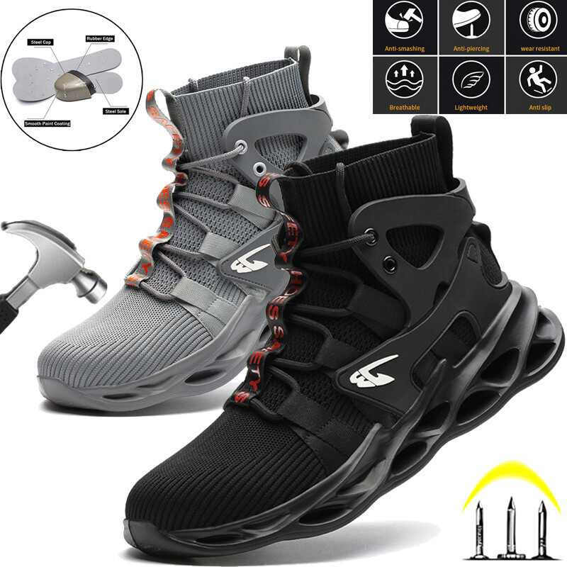 MENS WORK BOOTS STEEL TOE NON SLIP SAFETY SHOES SPORTS INDESTRUCTIBLE SNEAKERS