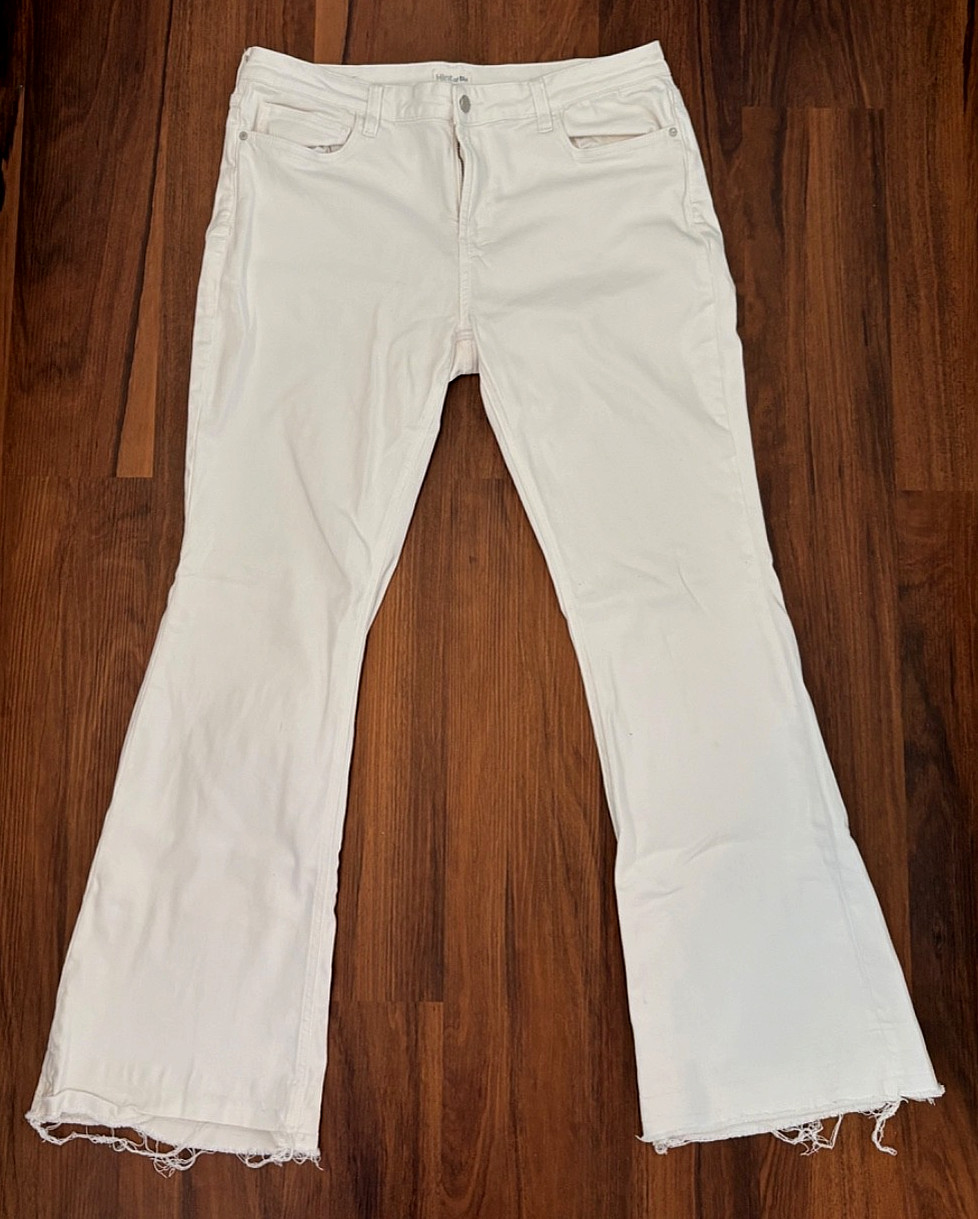 Hint Of Blue Wide Leg White Jeans Size 34 Gently Worn Silver Details