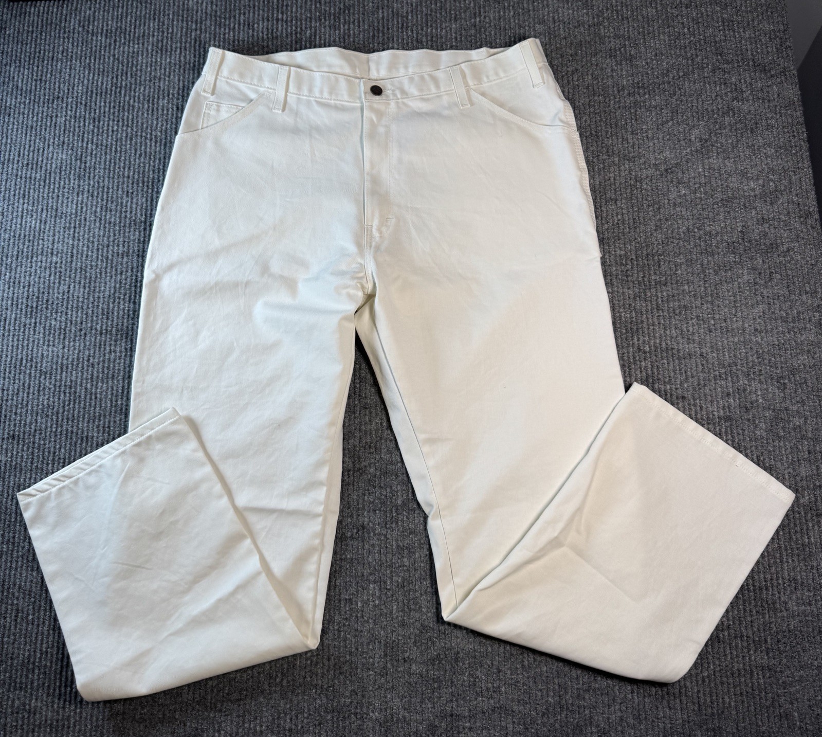 Dickies Pants Mens 38×32 White Canvas Carpenter Painter Workwear Hammer Loop NWT