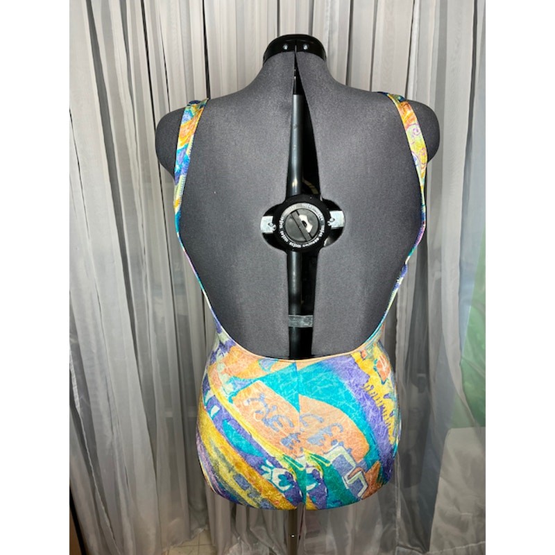Cazimi one piece swimsuit pastel abstract print high cut