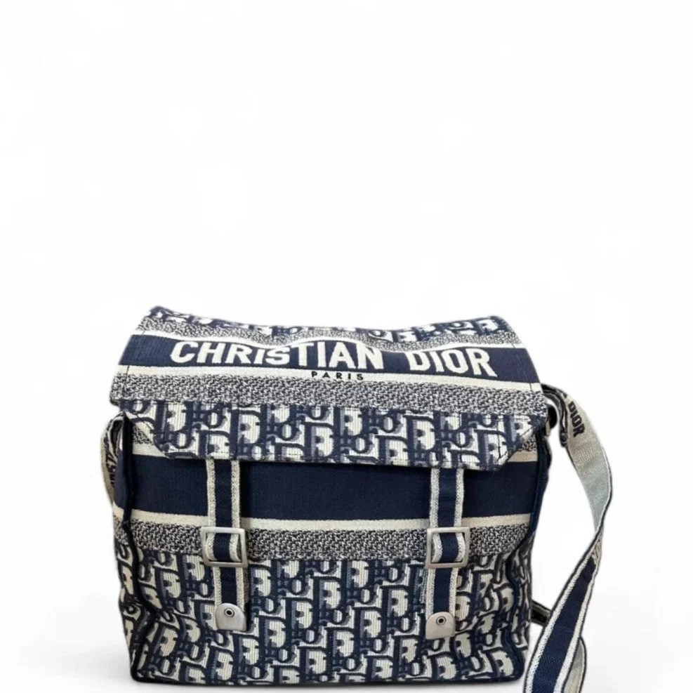 Dior Medium Diorcamp Messenger Beige Navy Oblique (zz072426d4r)