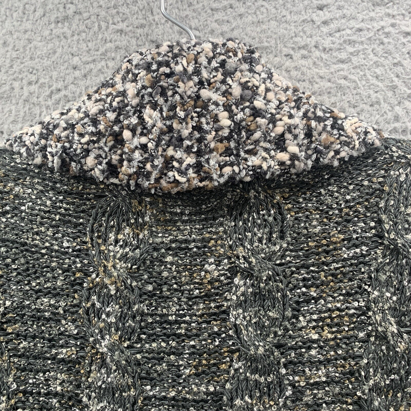 Curio Vintage Textured Knit Acrylic Blend Cardigan Sweater Gray Womens Size M