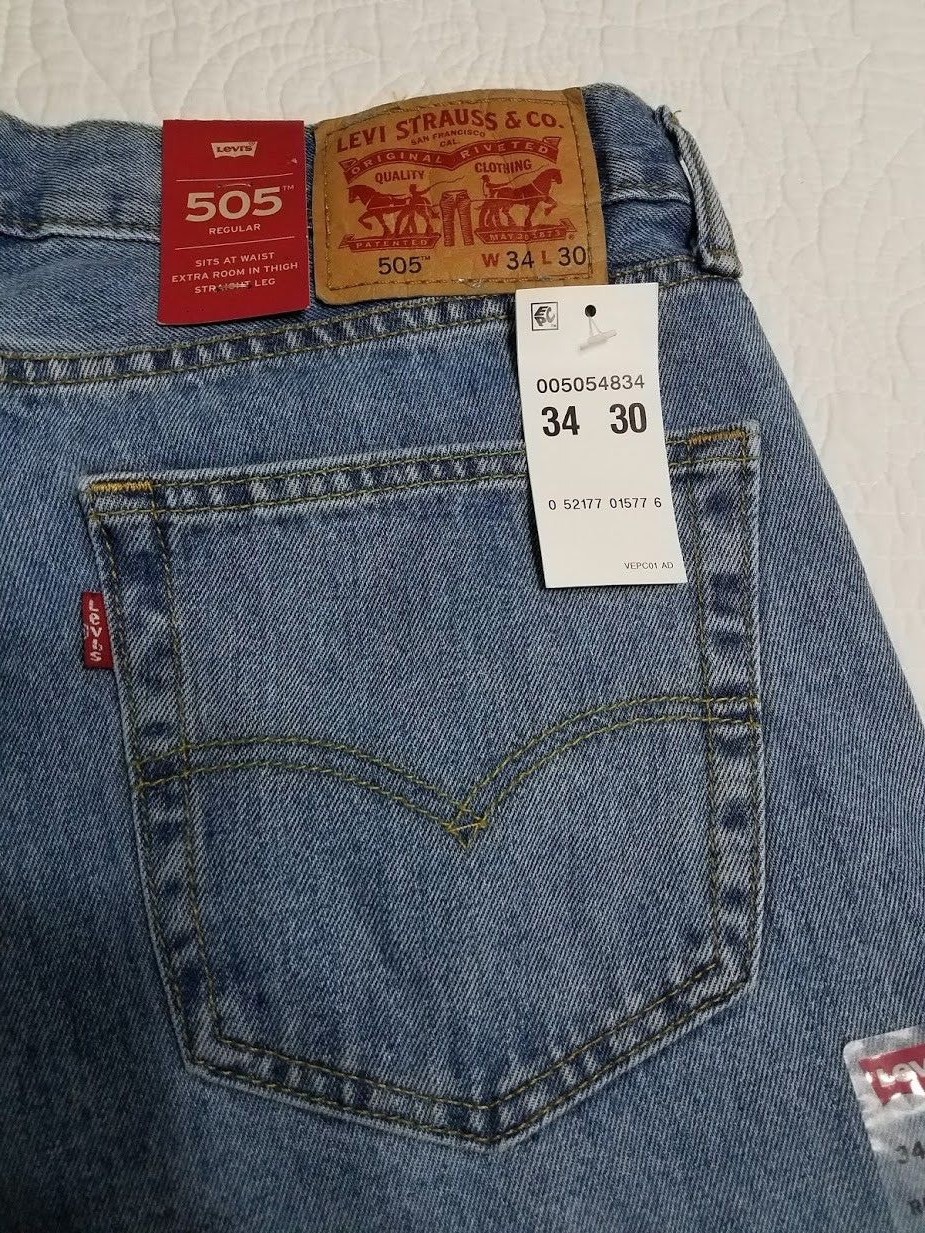 NEW LEVIS MENS 505 REGULAR FIT STRAIGHT LEG DENIM BLUE JEANS 005054834