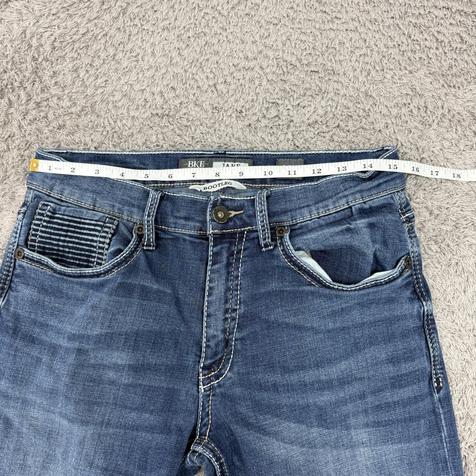BKE Jake Bootleg Jeans Mens 30×31 Blue Medium Wash Denim Regular Bootcut Stretch