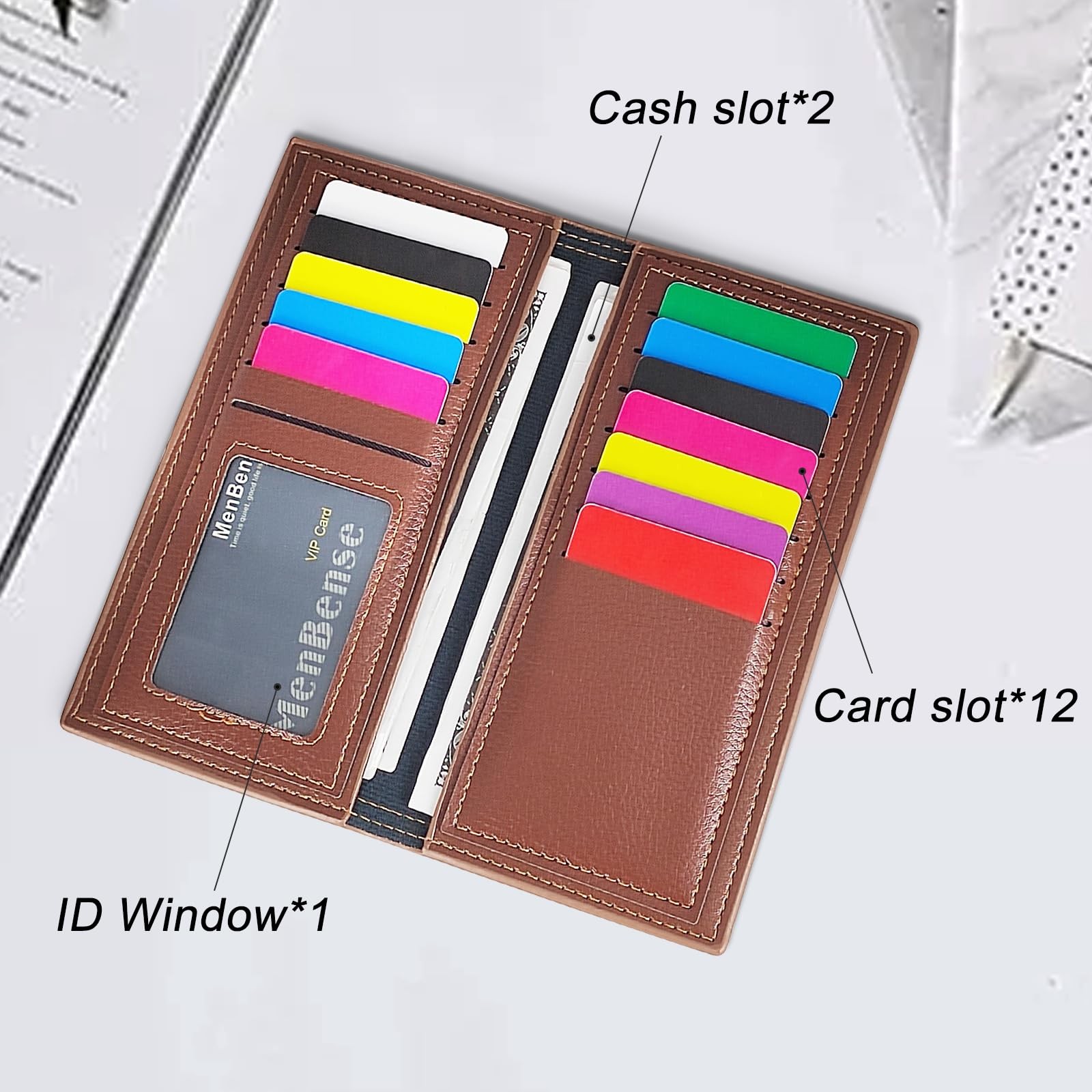 AdiStylinno Long Wallet for 17.5 x 9 x 1 cm / 6.89 x 3.54 x 0.39 in, Coffee