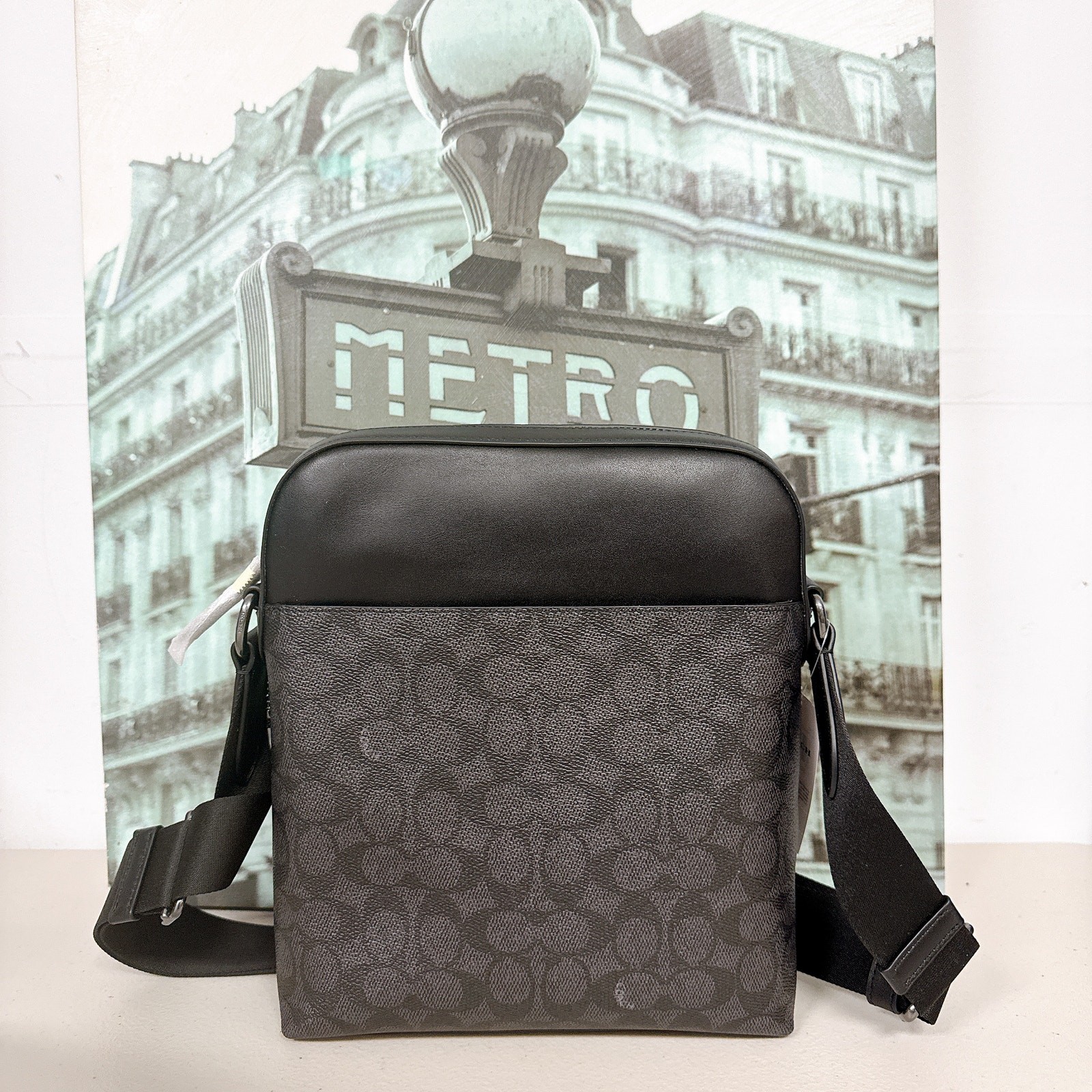 Coach CZ398 Houston Flight Bag In Signature Canvas IN Black