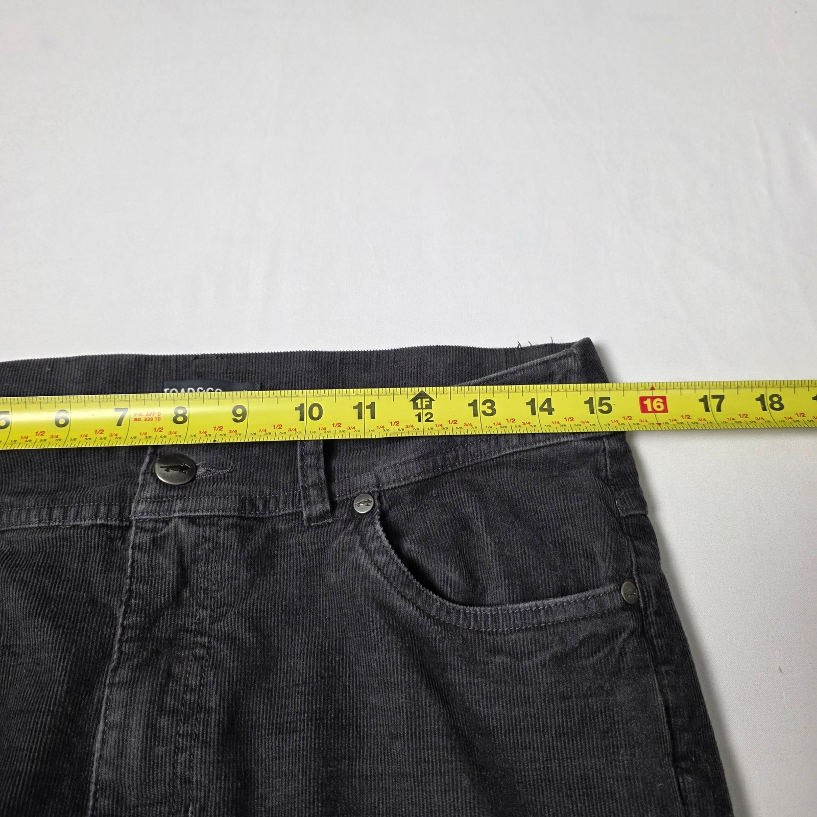 Toad&Co Corduroy Pants Womens 8 Charcoal Grey Organic Cotton Hemp Straight Leg