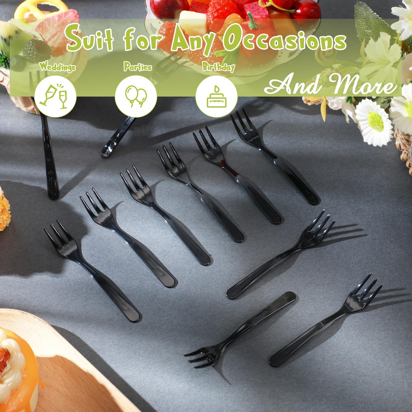 Skylety 500 Pcs Plastic Mini Forks 3.7 x 0.6 Inch Tiny Small Disposable