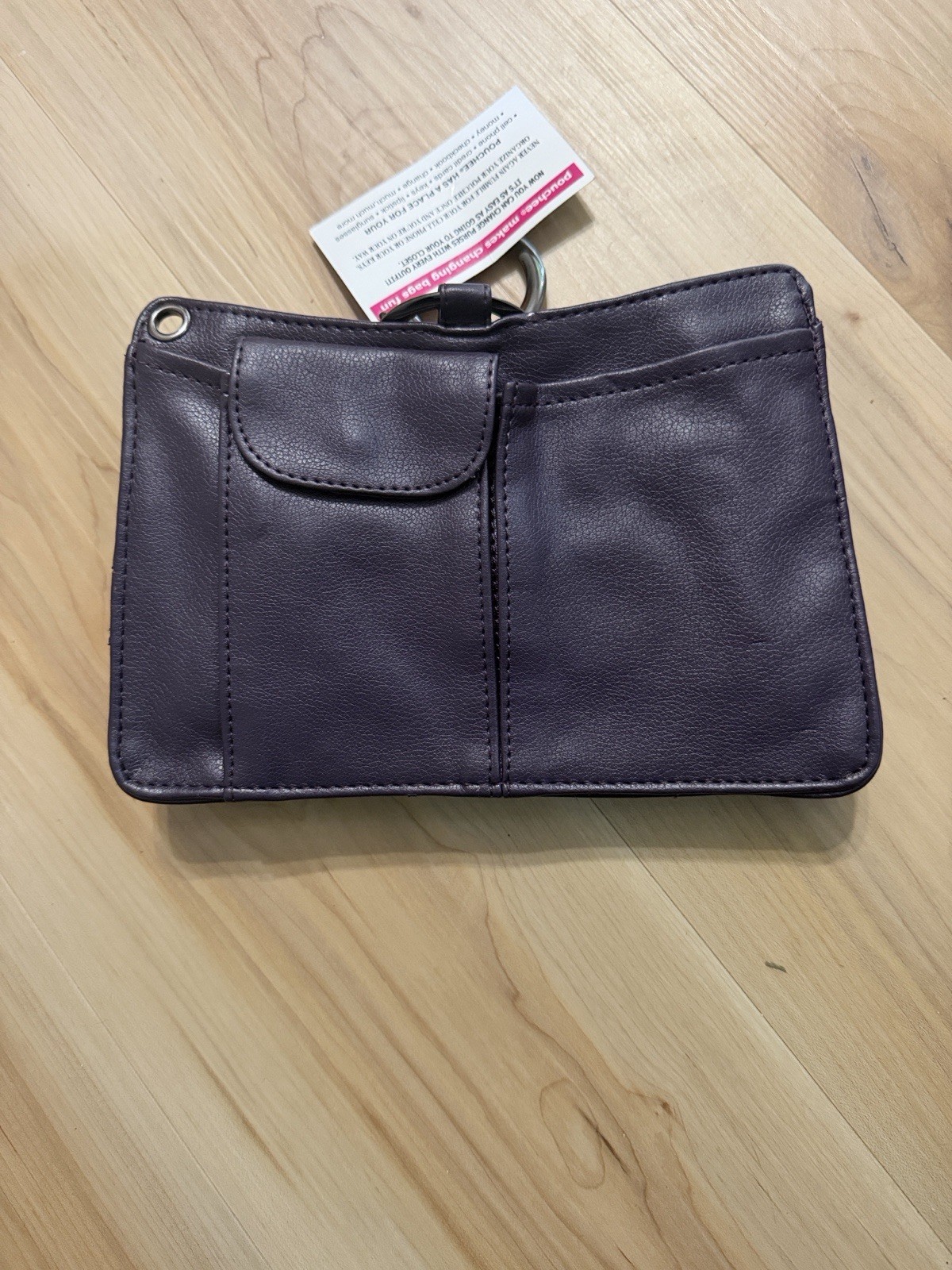 Pouchee Gray Crossbody Organizer Bag Purse Faux Leather Multi Pocket Travel