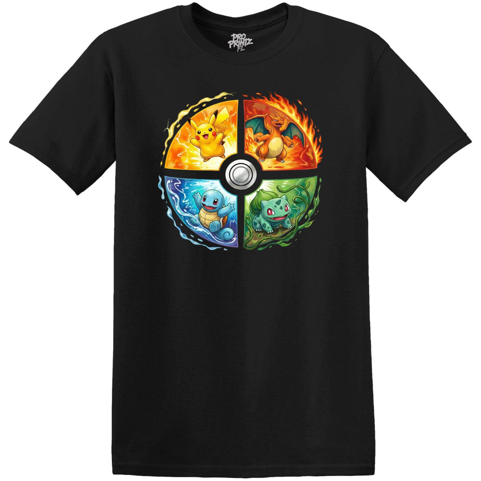 Pokémon T-Shirt – Pikachu, Charizard, Squirtle, Bulbasaur