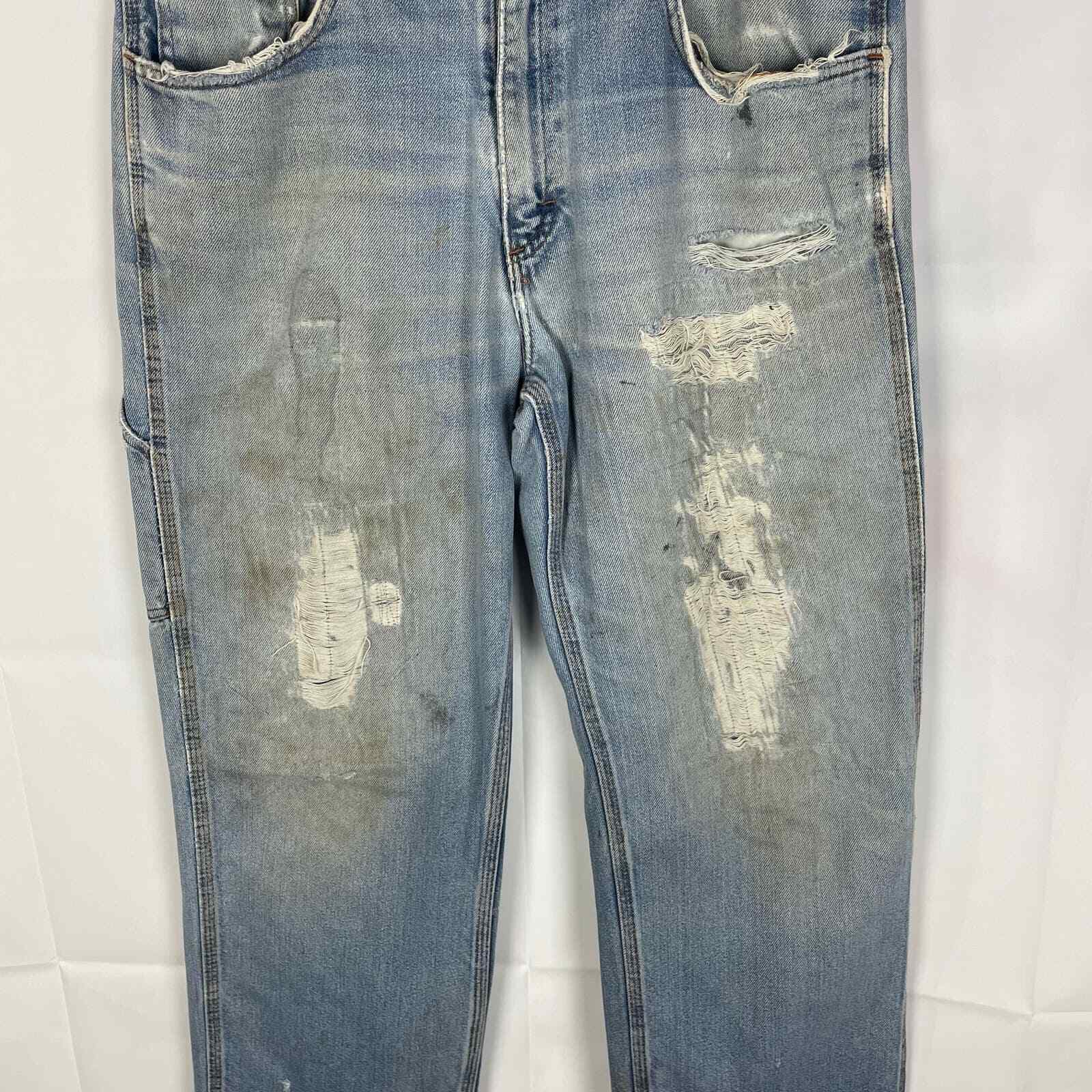 Tyndale FR Jeans Flame Resistant F290T Carpenter 35 X 32 Light Wash Distressed