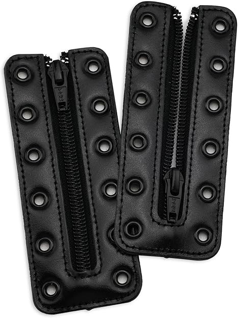 Leather Lace-in Boot Zipper Inserts for All 6 eyelets, Black W/6 Eye