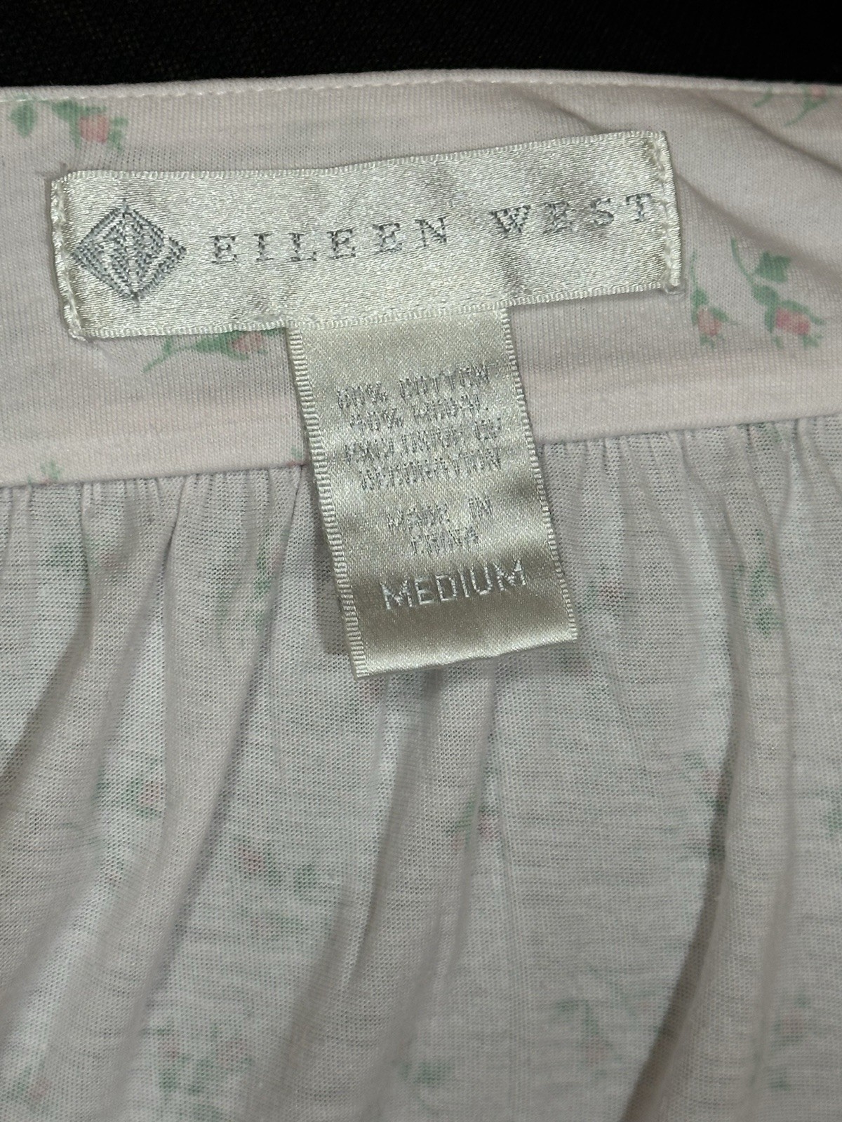 Eileen West Cotton Knit Nightgown Medium Pink Floral Lace Button Front