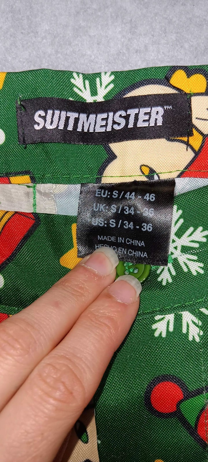 Suitmeister Christmas Slacks Dress Pants Mens Size S 34-36 Green Santa Holiday