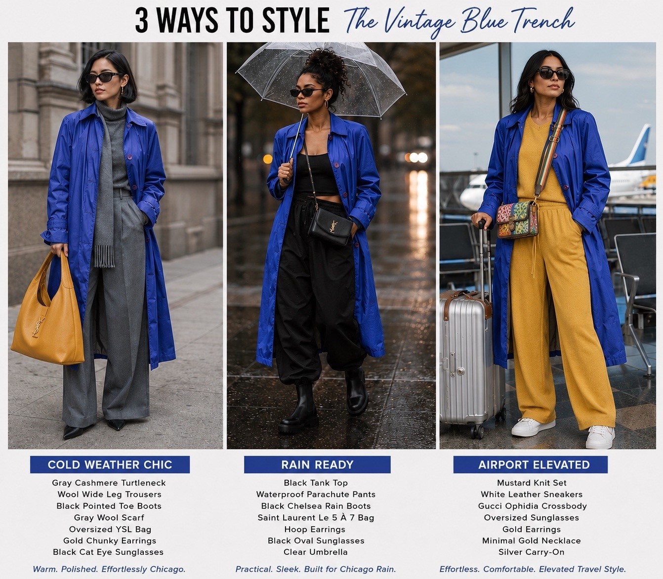 Vintage Chiago By Fleet Street Blue Trench Coat 10