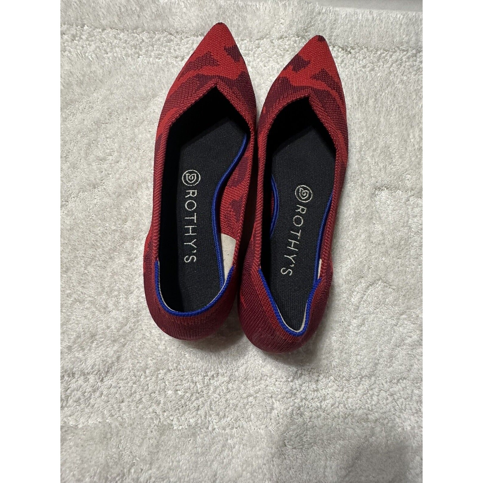 Rothy’s The Point Pattern Red Camo Limited Edition Flats Shoes W8 Retired