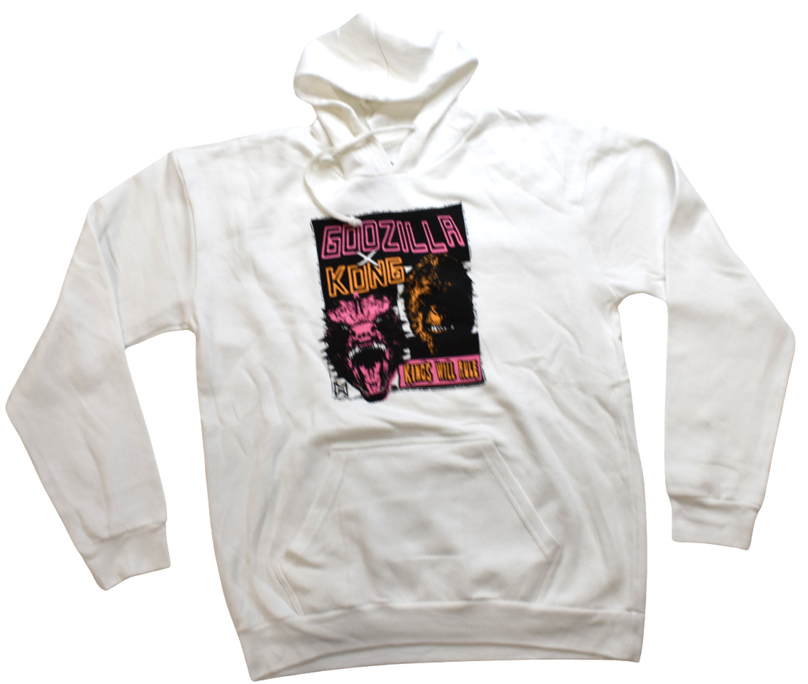 Godzilla vs Kong The New Empire Mens Kings Will Rule White Hoodie New 2XL