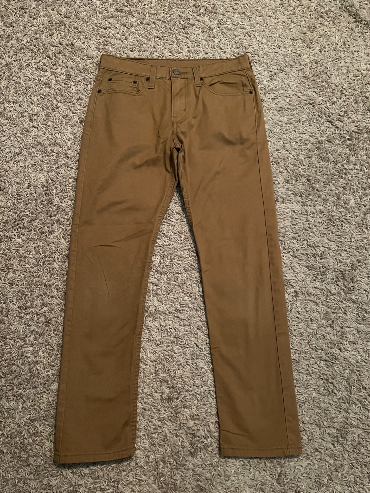 EUC Levi’s 502 PANTS Regular Tapered TAN Mens tag=29×30 (MEASURED 30×28) (9173)