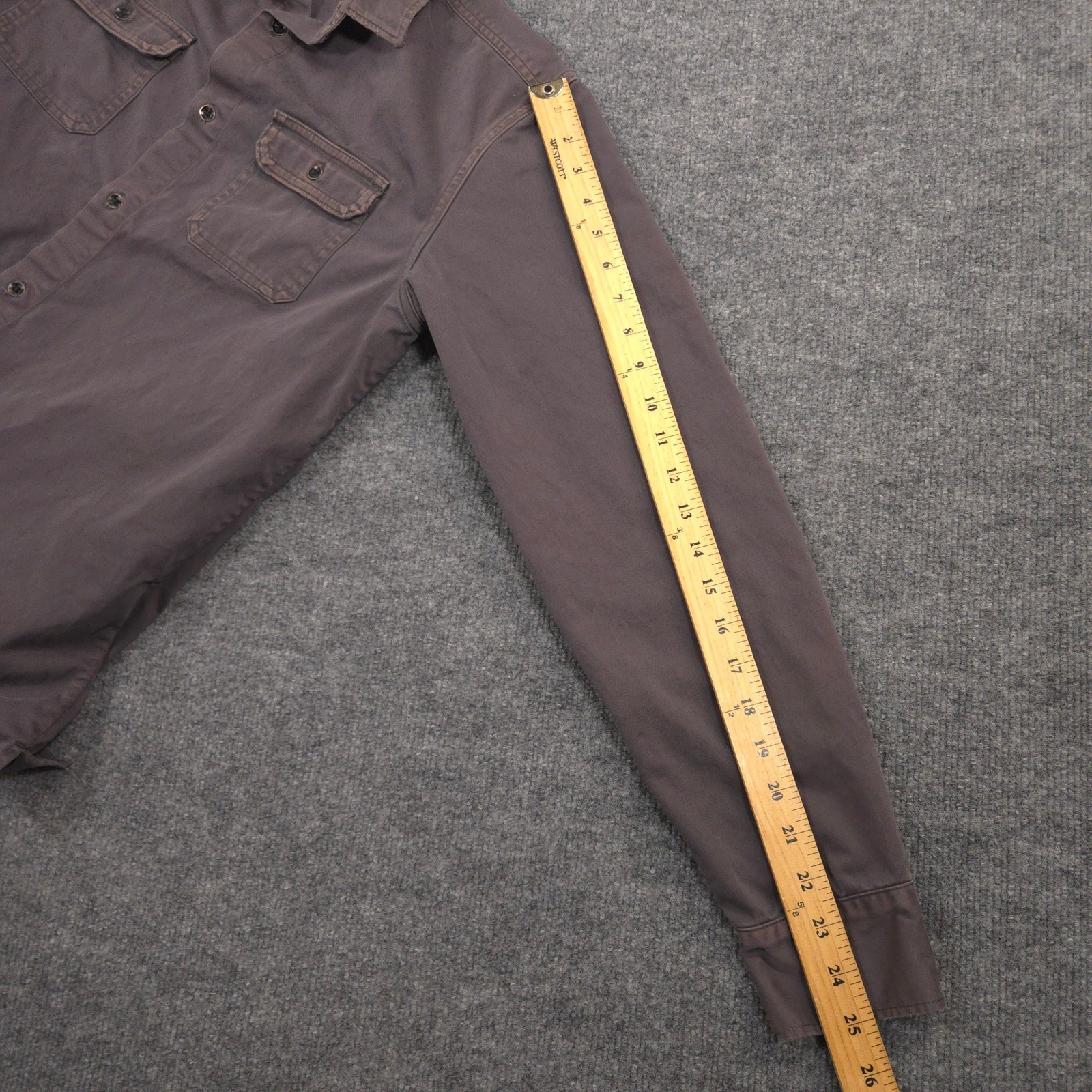 AllSaints Bryant Work Shirt Mens Small Gray Garment Washed Utility Flap Pockets