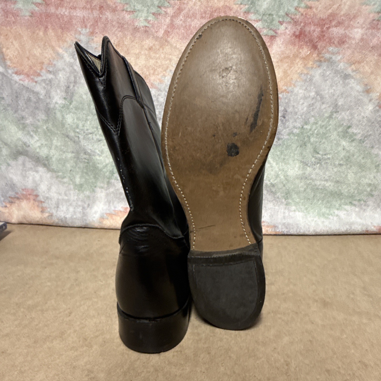 Laredo Boots Men’s 7902 Saddle Collection Roper Cowhide Black Leather 11 D (USA)