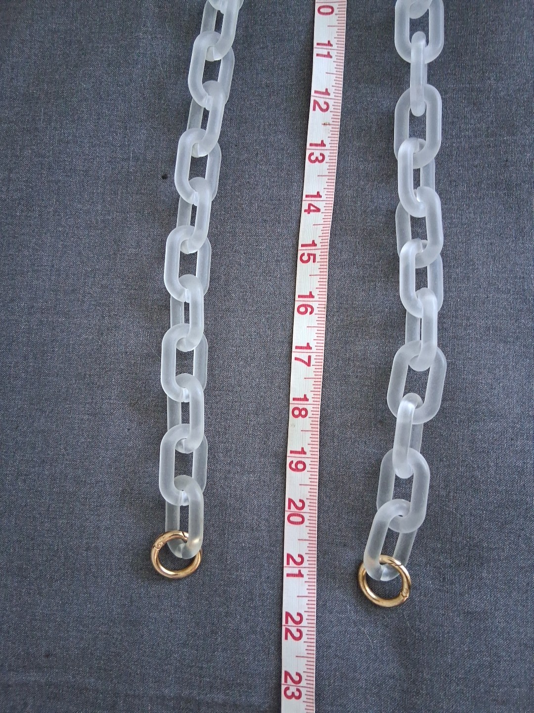 Large Chain Matte Clear Acrylic Handbag Strap Gold Tone Clasp Replace. 21″ Drop