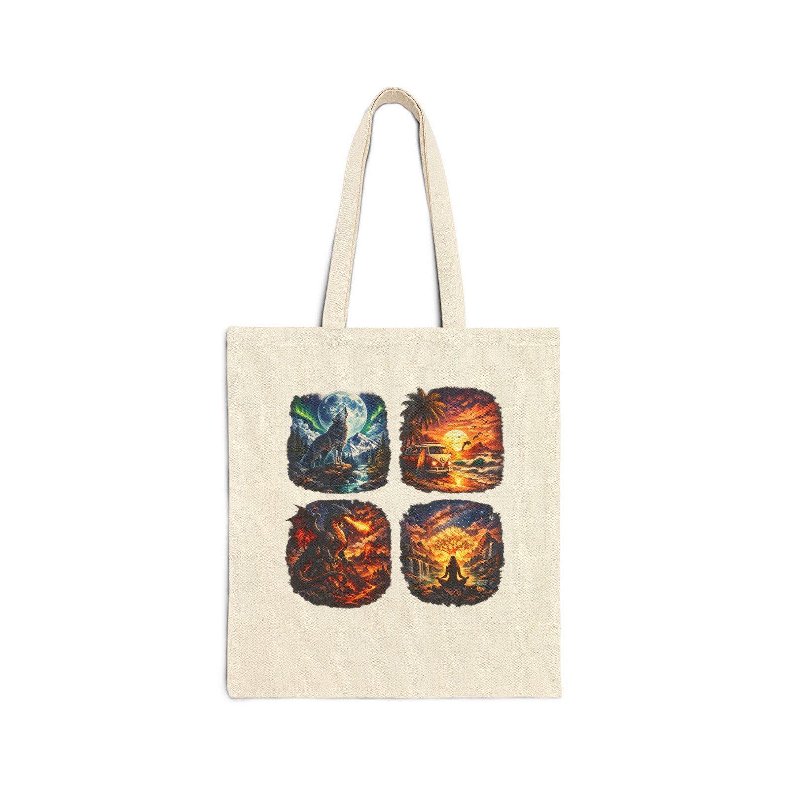 Four Seasons Nature Scenes Tote Bag | Canvas Beach Market Bag