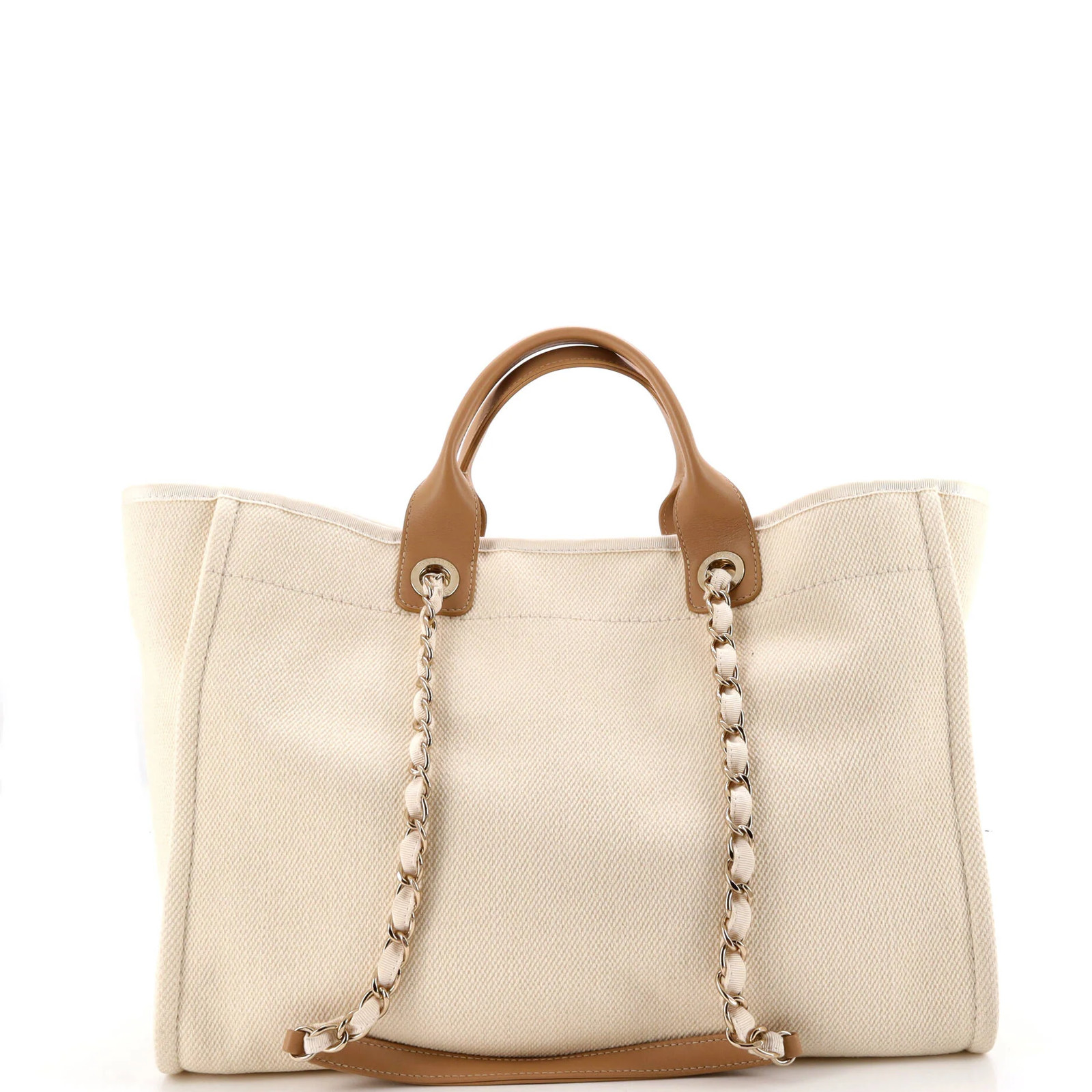 Chanel Deauville Tote Pearl Embellished Canvas Medium