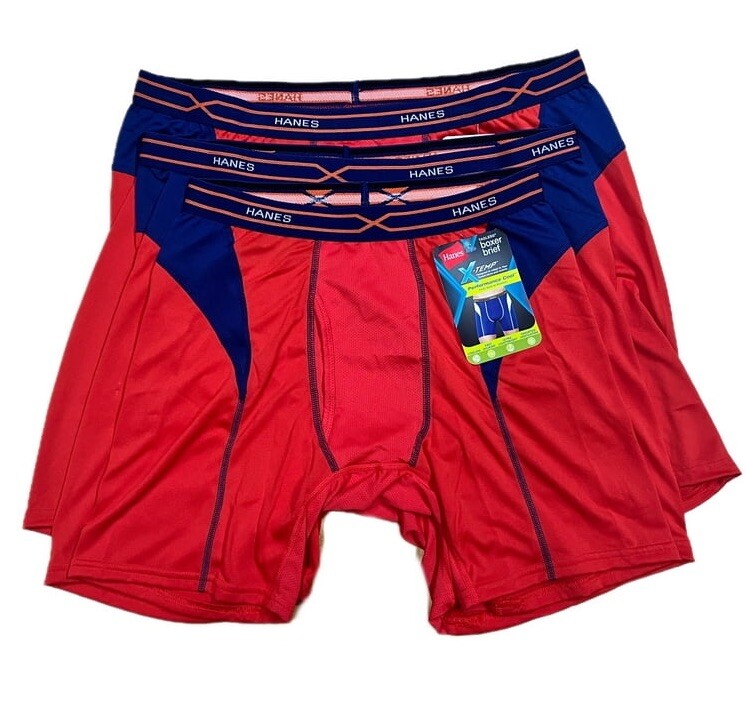 HANES 3 Pack Men X-Temp Performance Cool Boxer Briefs Underwear Red Size XXL