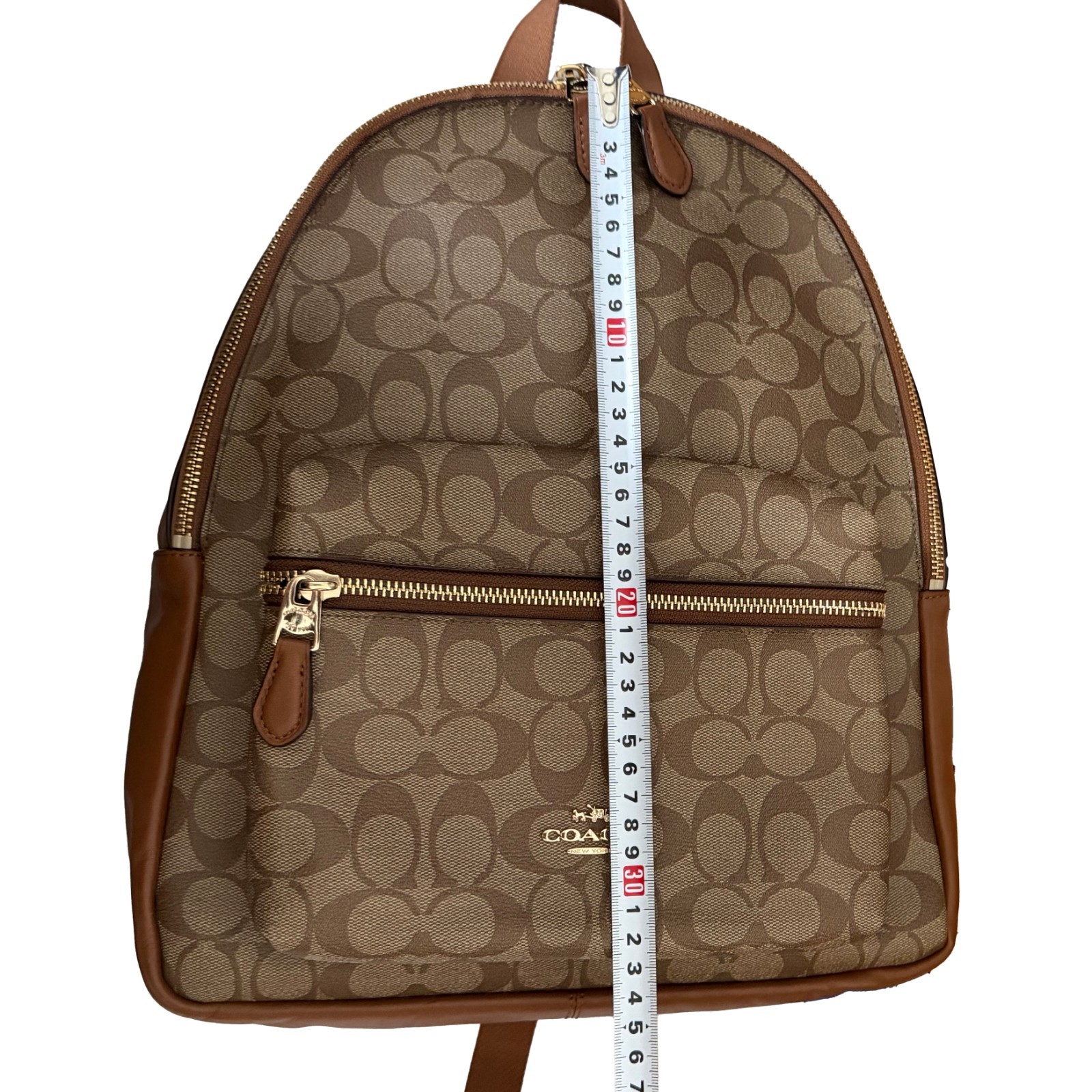 Coach Charlie Backpack Brown Signature Canvas Leather F58314 Travel Bag