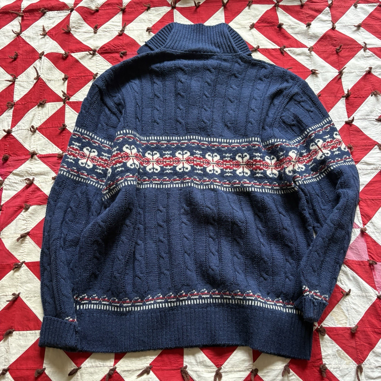 Vintage Jantzen Collared Sweater Blue Mens Wool Blend 1970s
