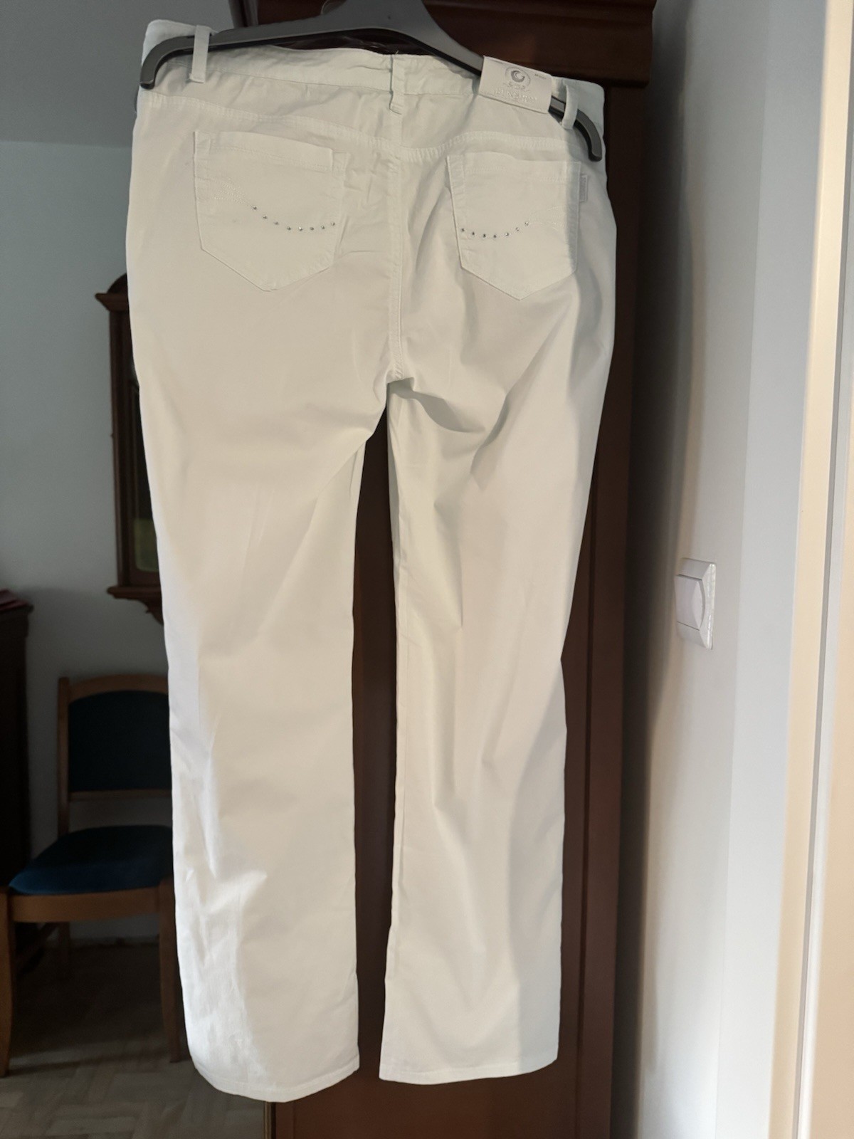 Sunbird women’s jeans cotton elastane summer with rhinestones XL/W/34 white