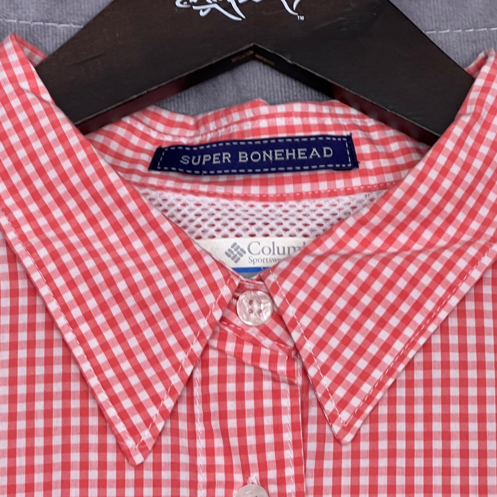 Columbia PFG Super Bonehead Fishing Shirt Mens 3X Red Gingham Plaid Vented L/S