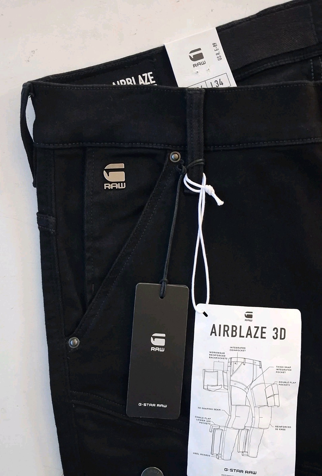 G Star Raw Airblaze 3D Slim Jeans Mens 34 X 34 Stretch Premium Denim Black $230
