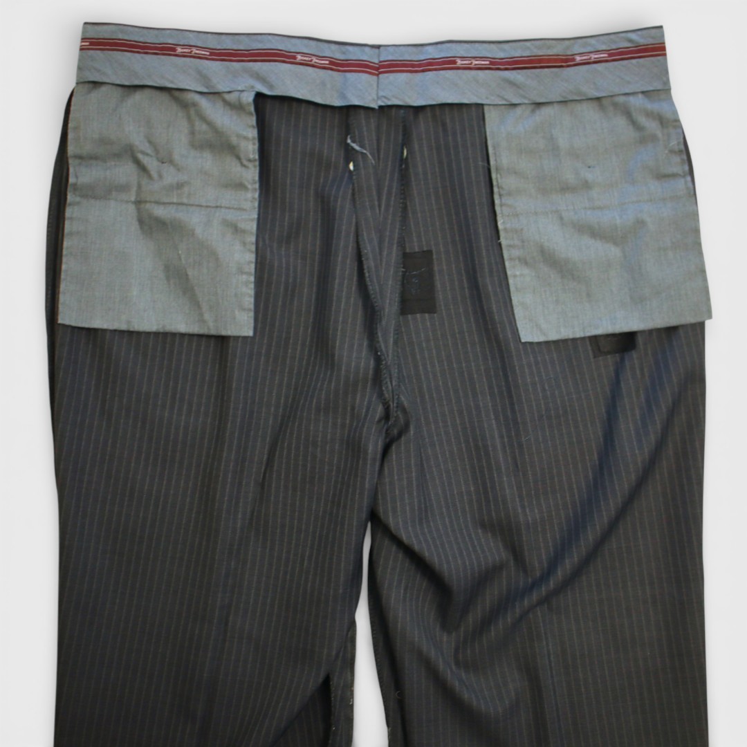 Bespoke Hickey Freeman 2 Piece Suit 46S Gray Pinstripe Surgeon Cuff Dual Vent