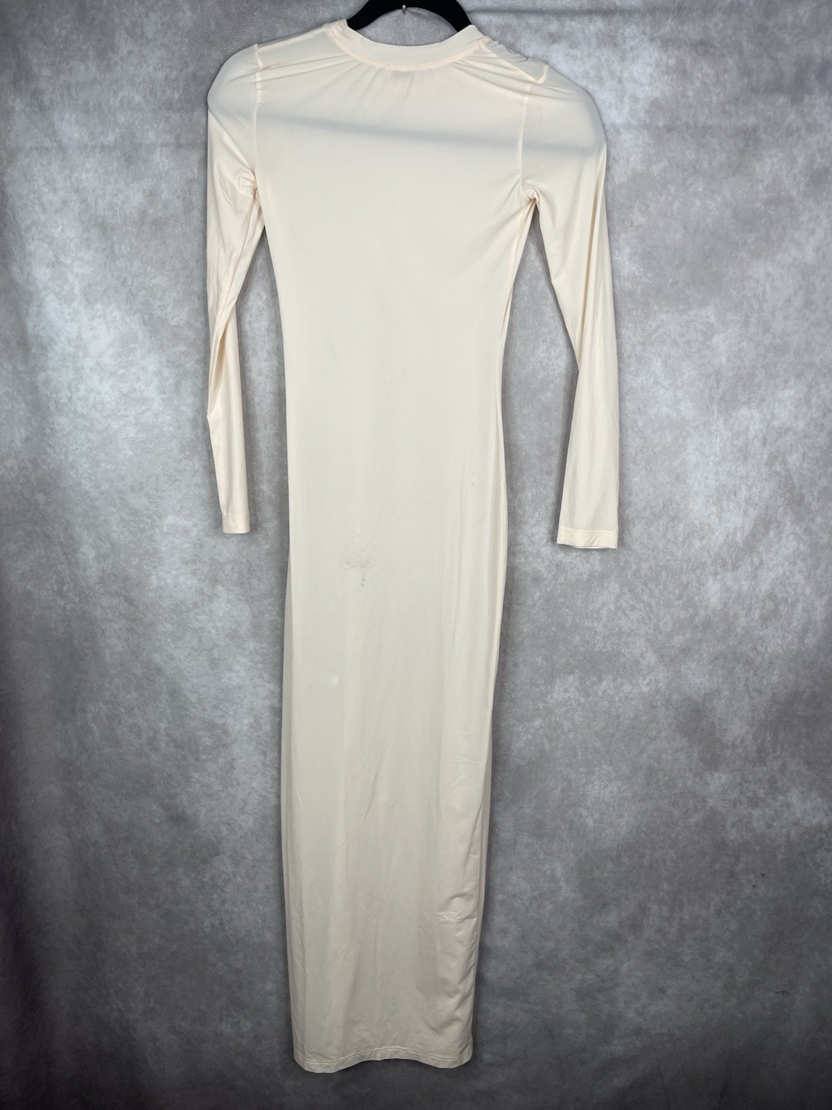 CHAM Long Bodycon Semi Sheer Long Sleeve Dress In Baby Beige Women’s Size XS/S