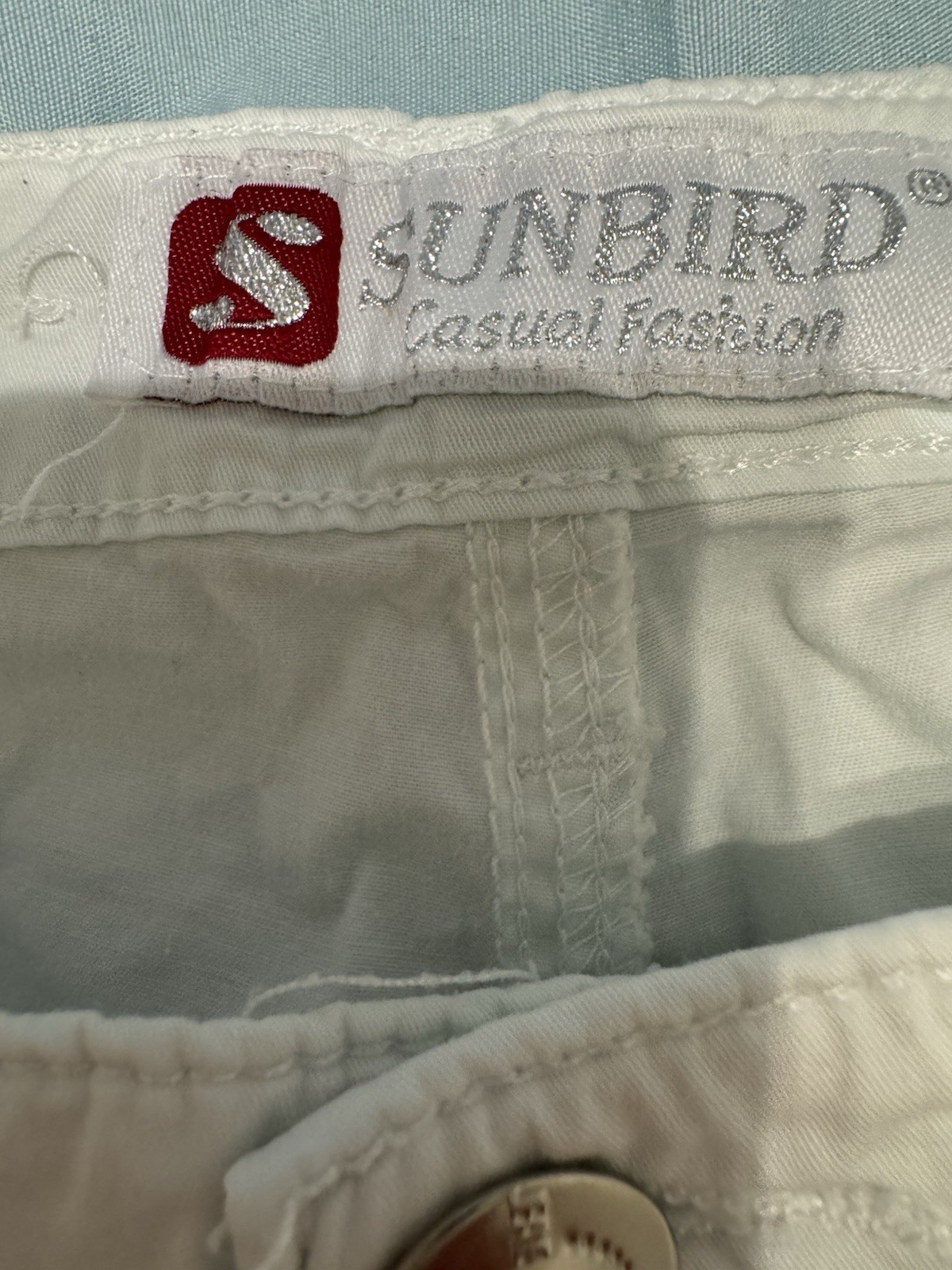 Sunbird women’s jeans cotton elastane summer with rhinestones XL/W/34 white
