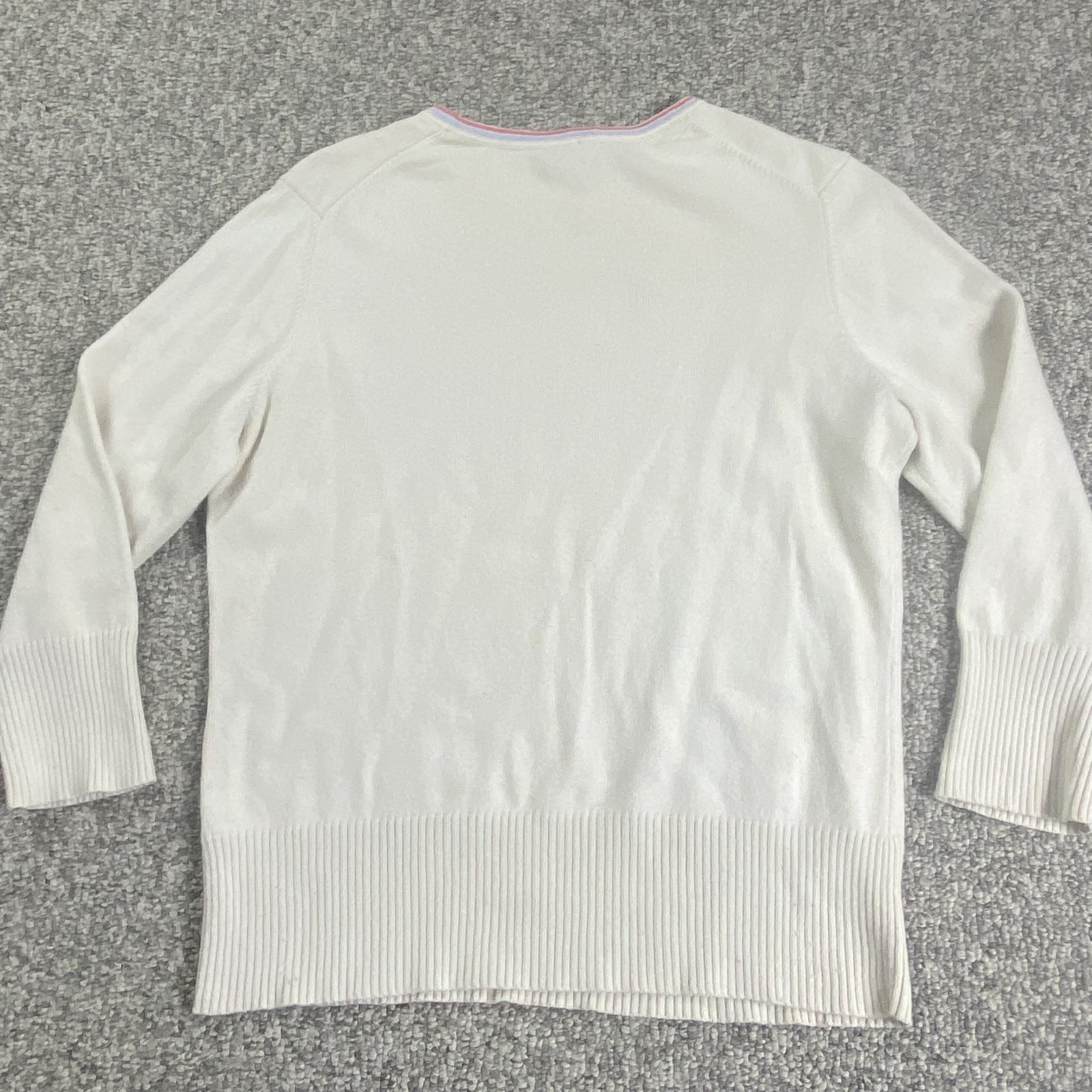 VTG GAP Sweater Womens Large Ivory Pink/Blue Crew Neck Cotton Cashmere Hong Kong