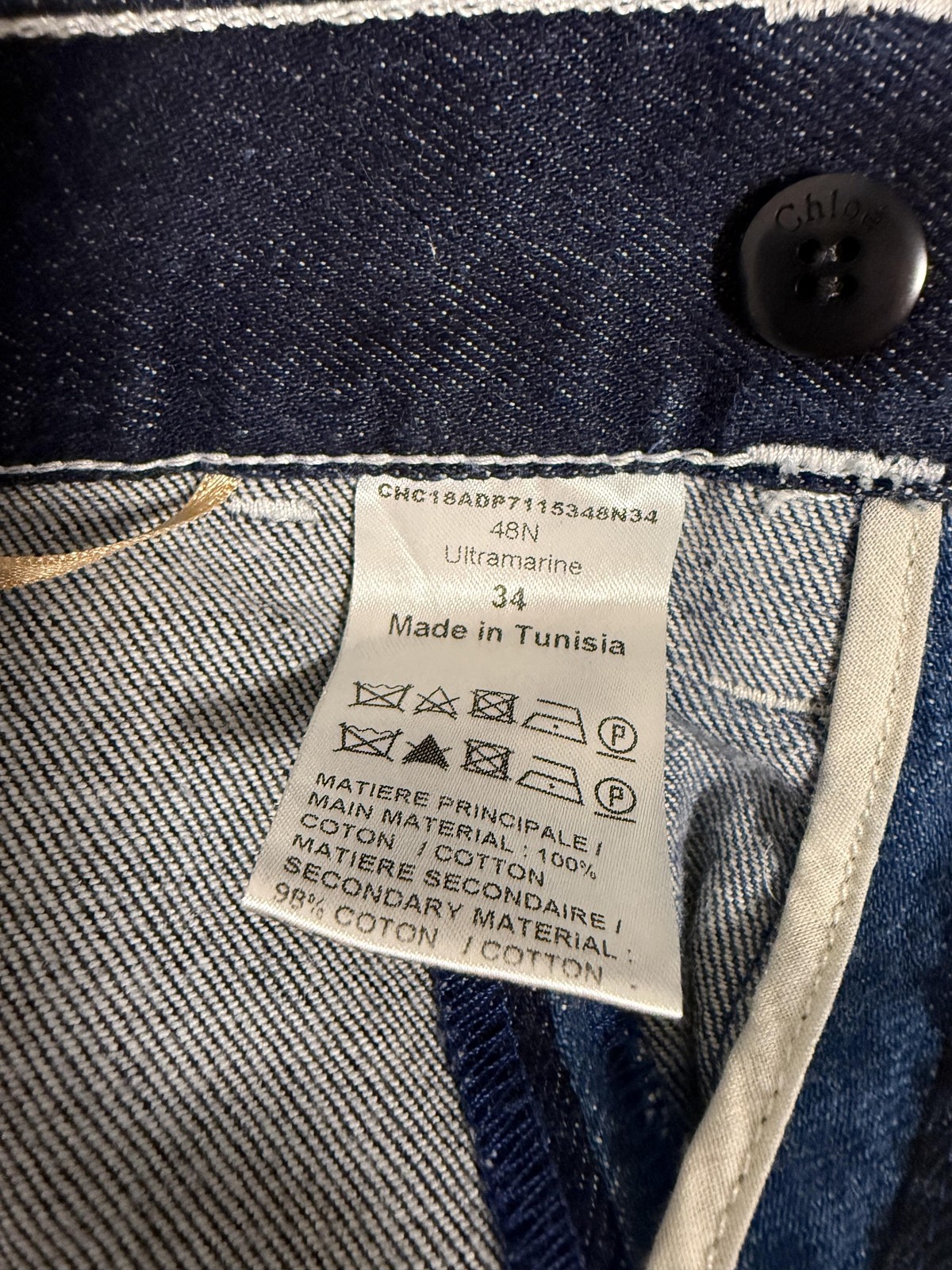 Chloe Jeans Womens 34 Blue Ultramarine Colorblock Two Tone Panel High Rise Denim