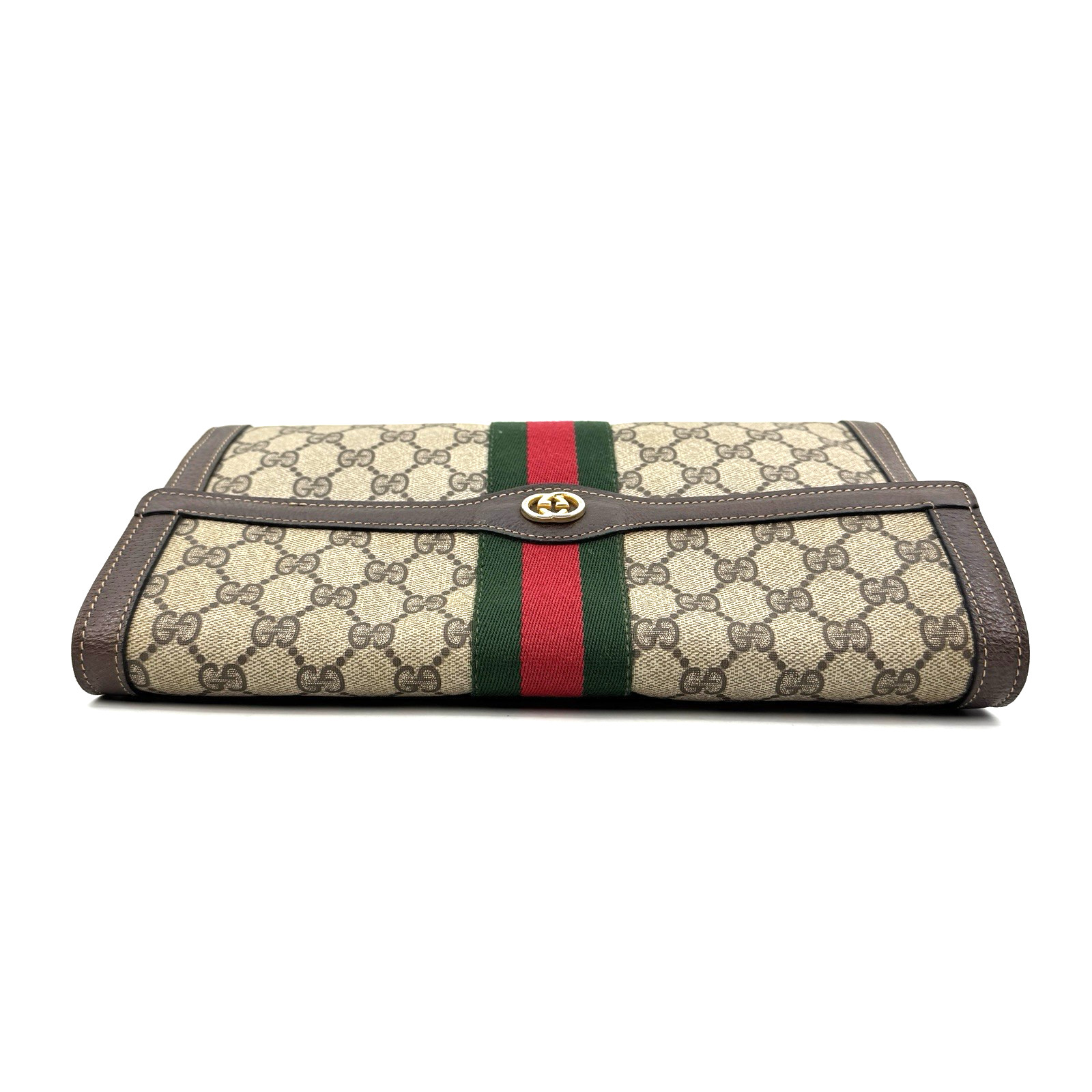 Gucci Sherry Line Clutch Bag PVC Leather Vintage GG Authentic