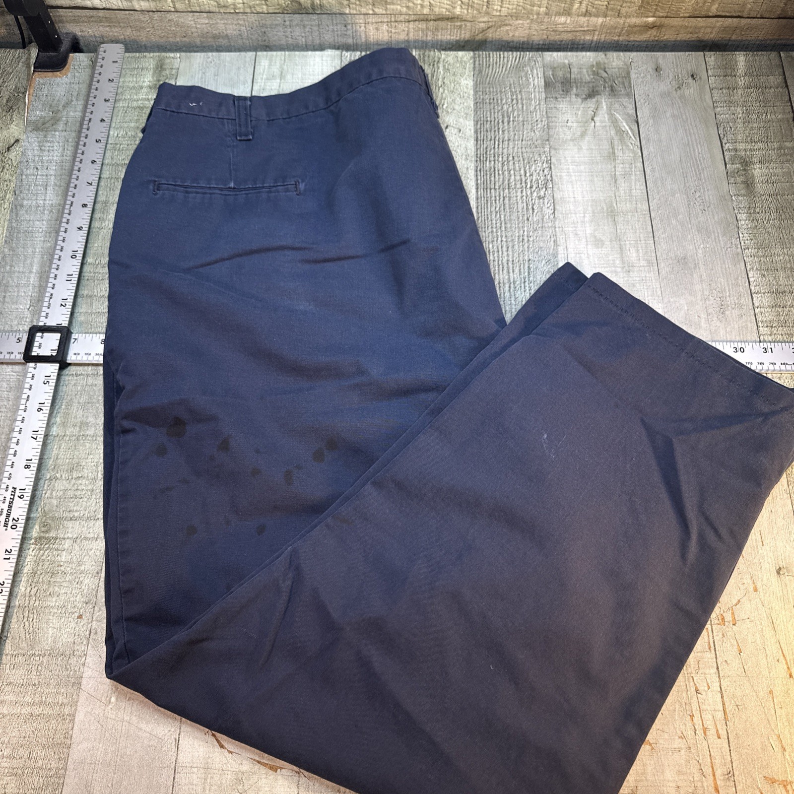 Mens Navy Blue Pants 48×30 Classic Fit Casual Work Chino Flat Front