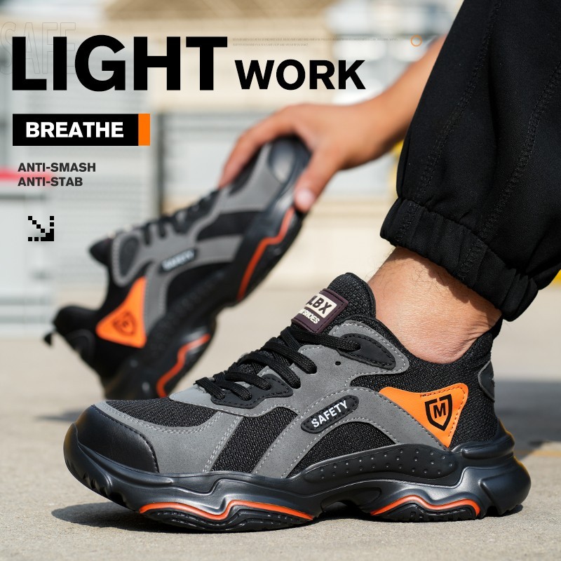 Work Boots Indestructible Safety Shoes Men Composite Toe Shoes Work Sneakers
