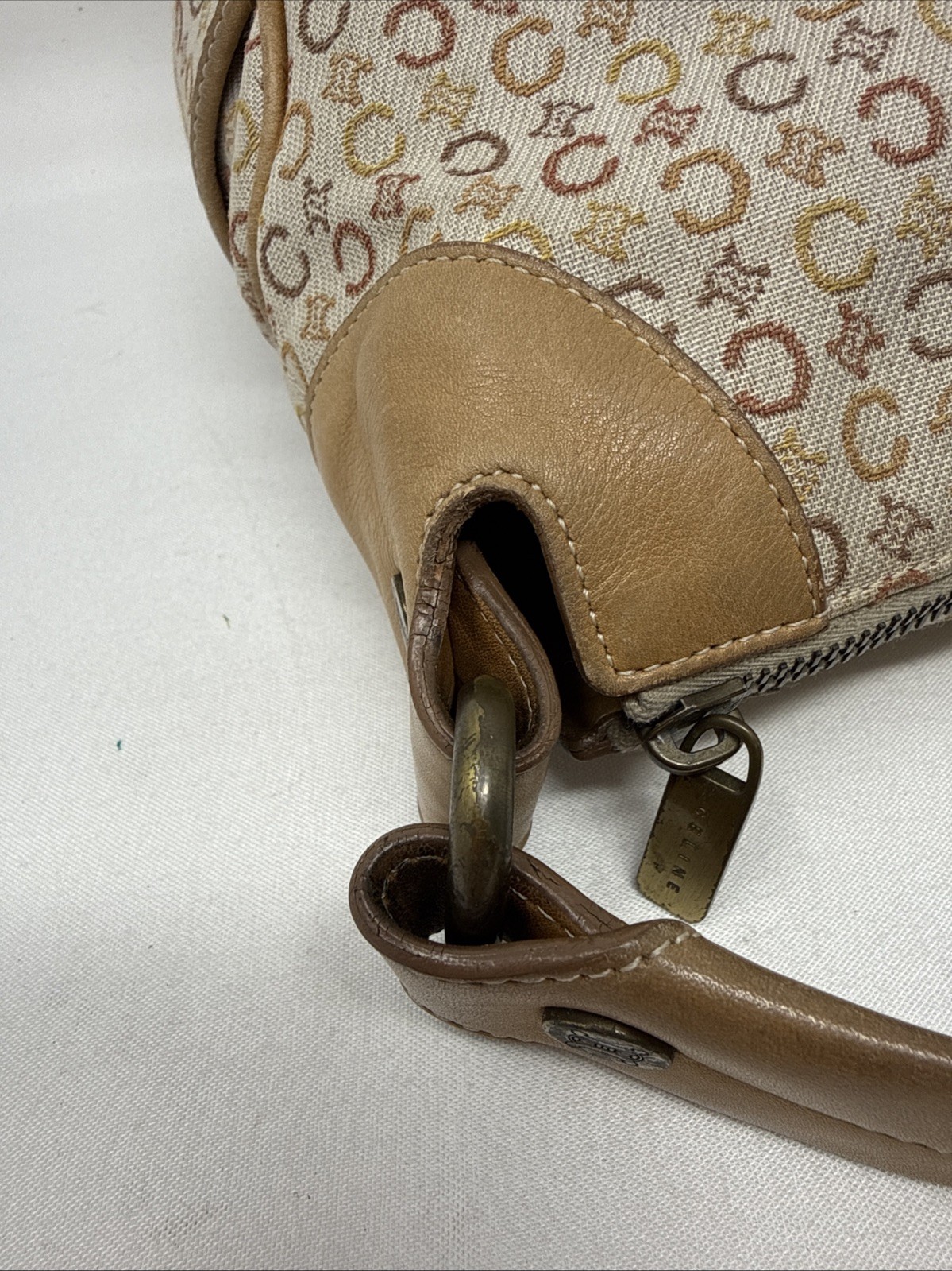 CELINE Vintage C Macadam Canvas Beige x Brown Women’s Authentic