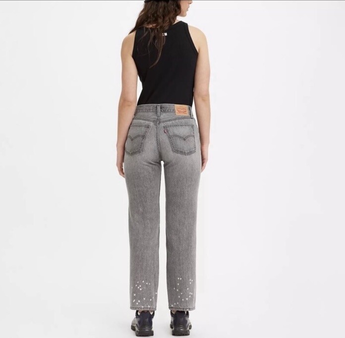 NWT Levi’s Low Pro Straight Jeans Grey W/ Bleach Splatter 90’s Style Size 29