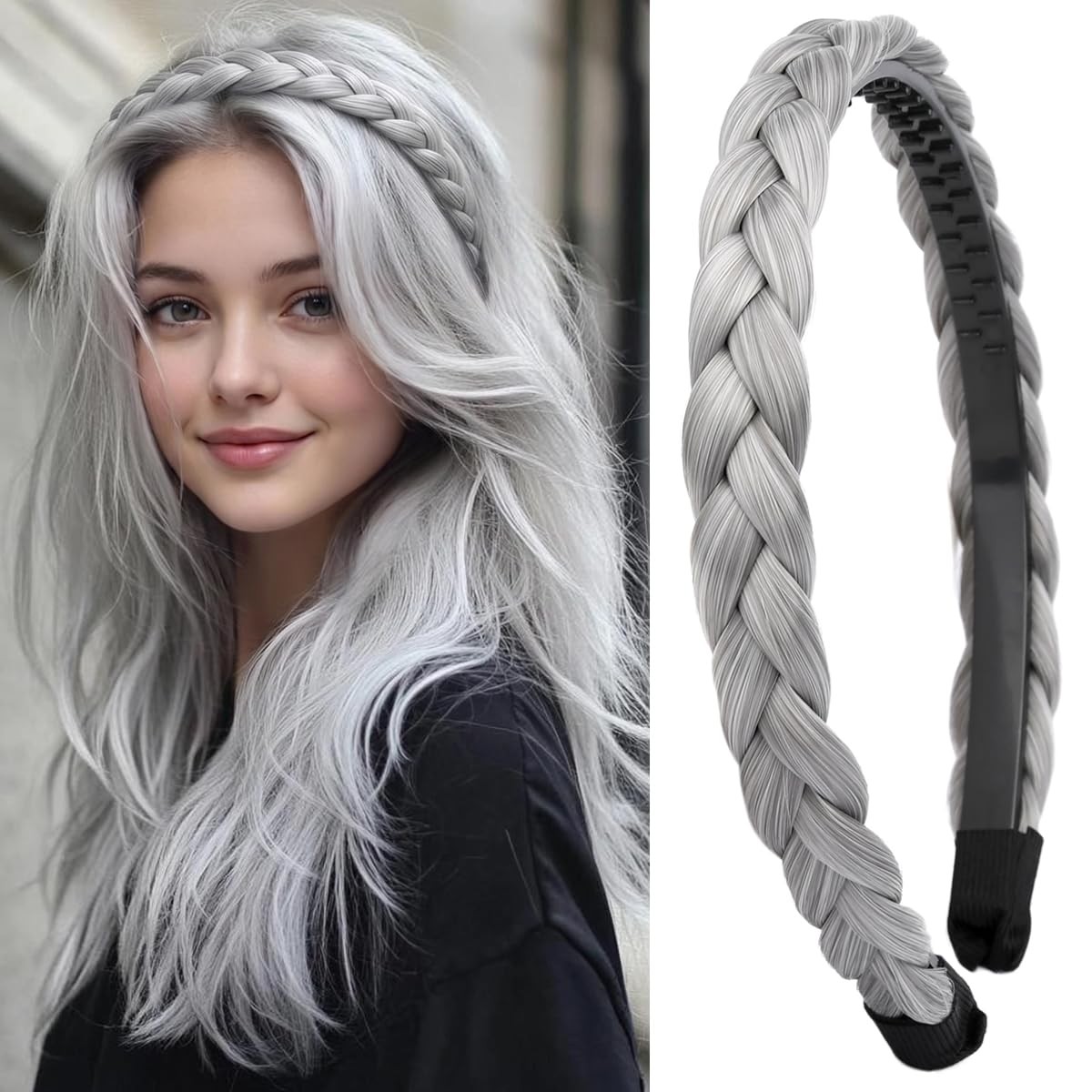 DIGUAN Width 0.6 inches Narrow Synthetic Hair Plaited Headband Braid With Tee…