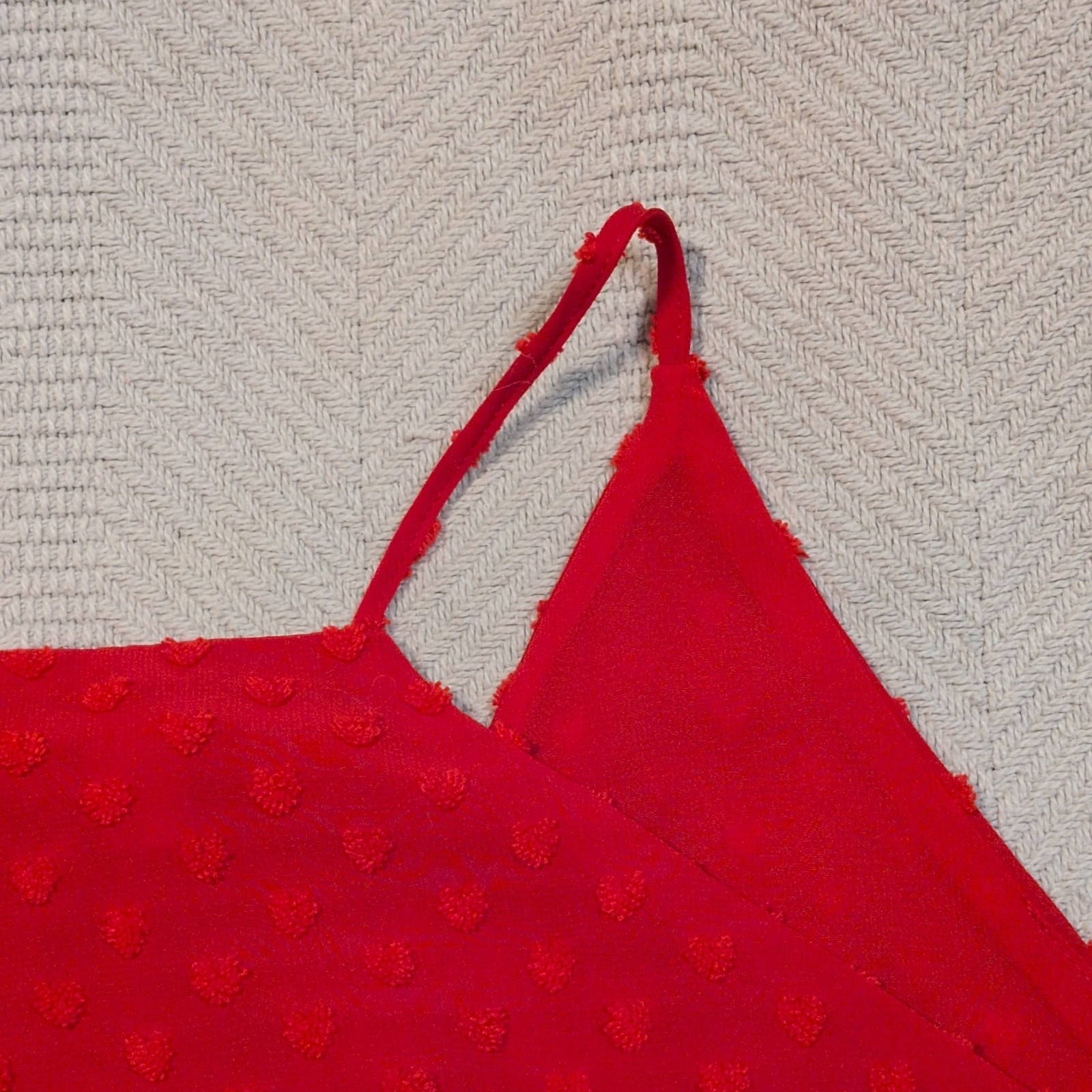 LOFT Outlet Petite SP Red Textured Chiffon Lined V-Neck Spaghetti Camisole