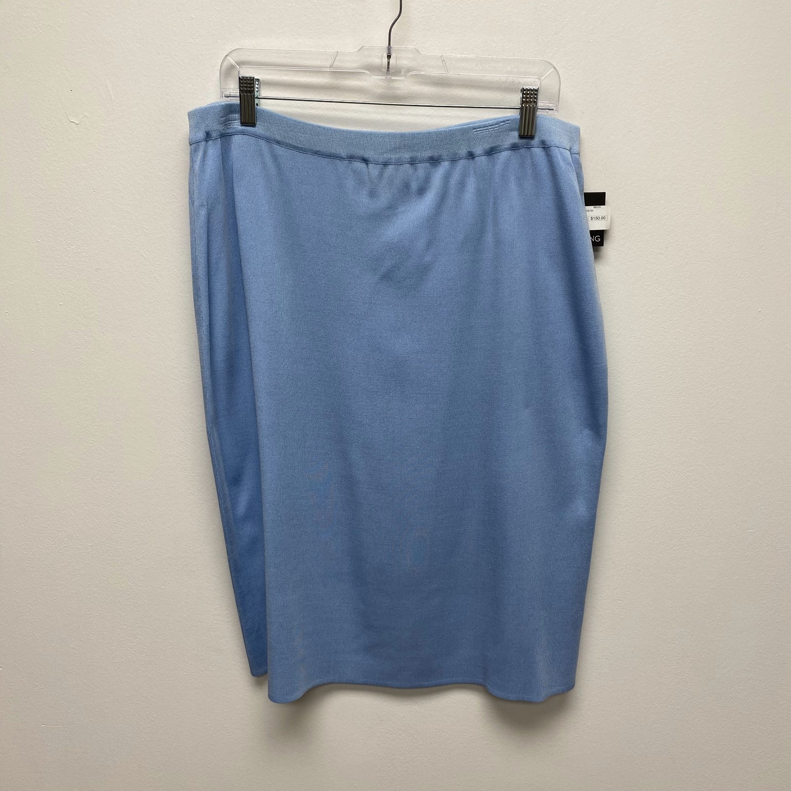 Ming Wang 3 Piece Knit Suit Set Womens Blue Tan Tank Cardigan & Skirt M L NWT