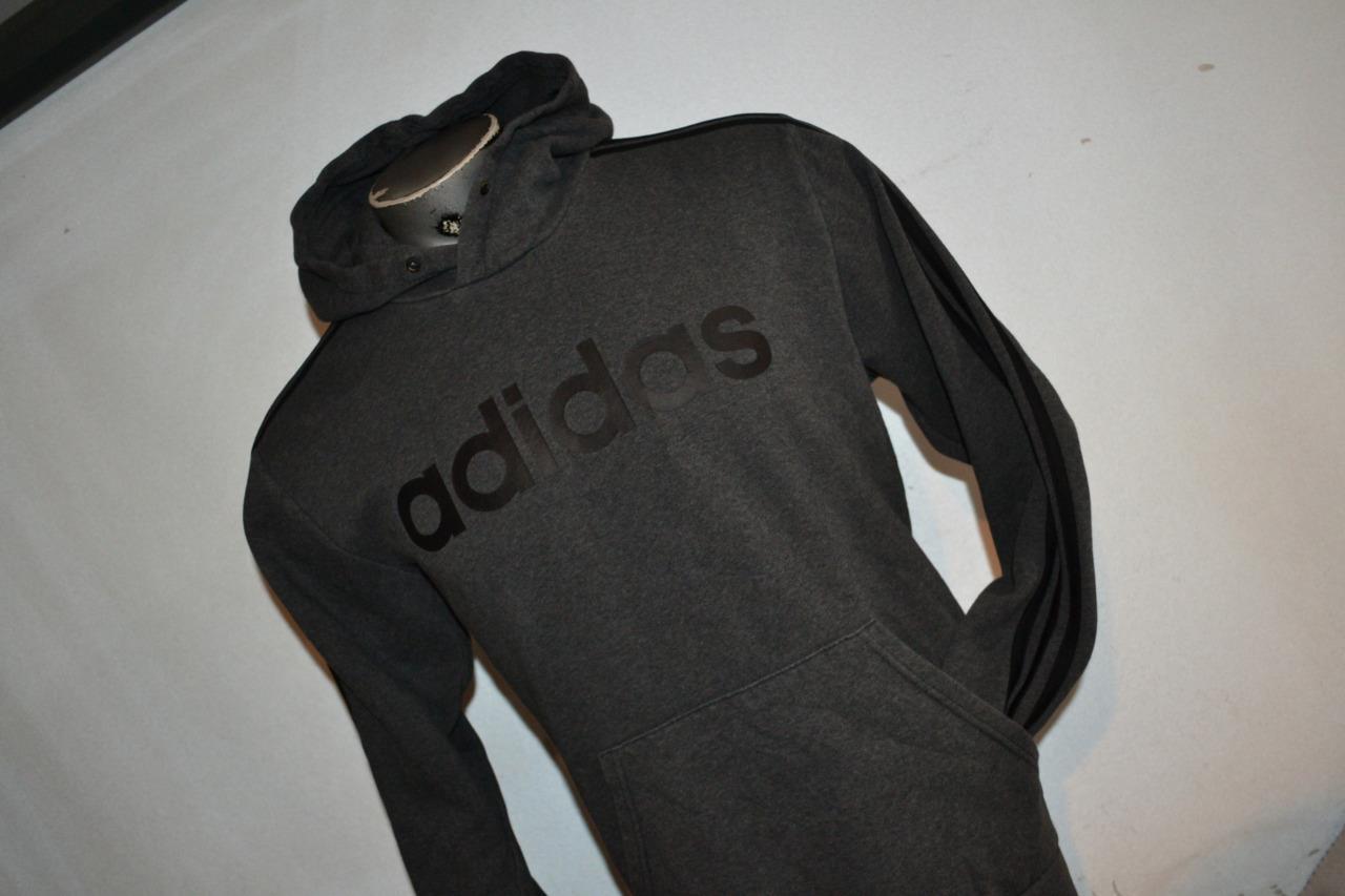 34175 Adidas Hoodie Pullover Gray Cotton Polyester Blend Size Large Mens